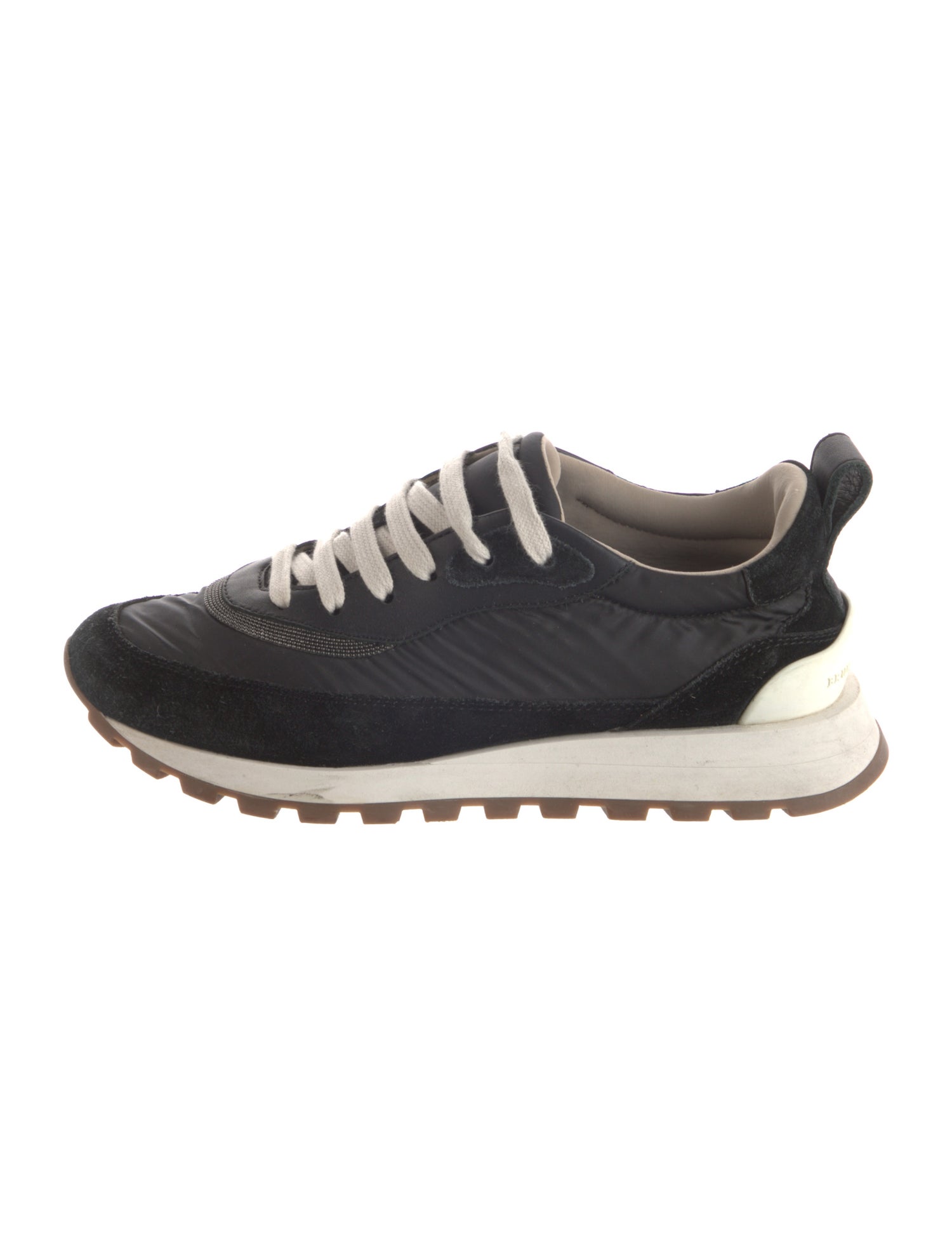 スニーカー BRUNELLO CUCINELLI MONILI-DETAILED SMOOTH LEATHER SNEAKERS Brunello Cucinelli - Black Leather Monili Tongue Sneaker