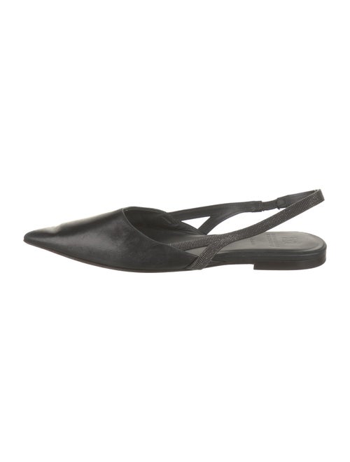 Brunello Cucinelli Monili Leather Slingback Flats