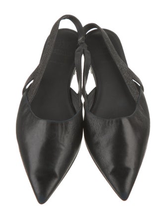 Brunello Cucinelli Monili Leather Slingback Flats