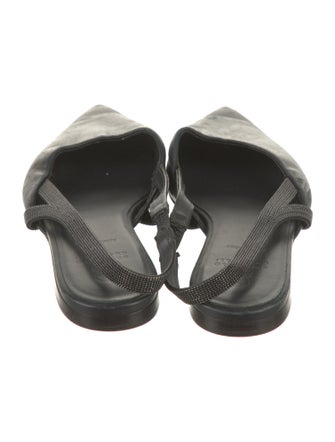 Brunello Cucinelli Monili Leather Slingback Flats