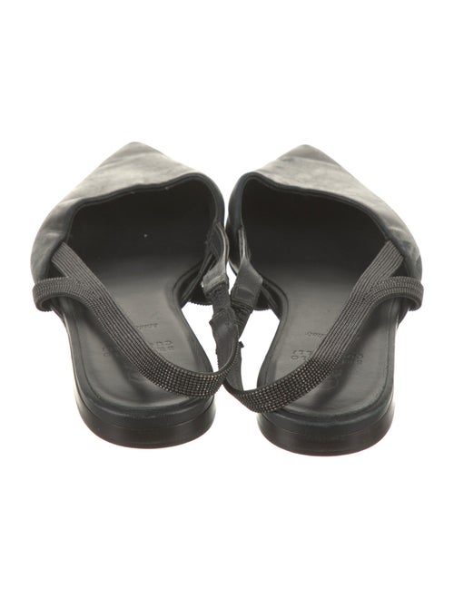 Brunello Cucinelli Monili Leather Slingback Flats