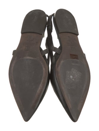 Brunello Cucinelli Monili Leather Slingback Flats