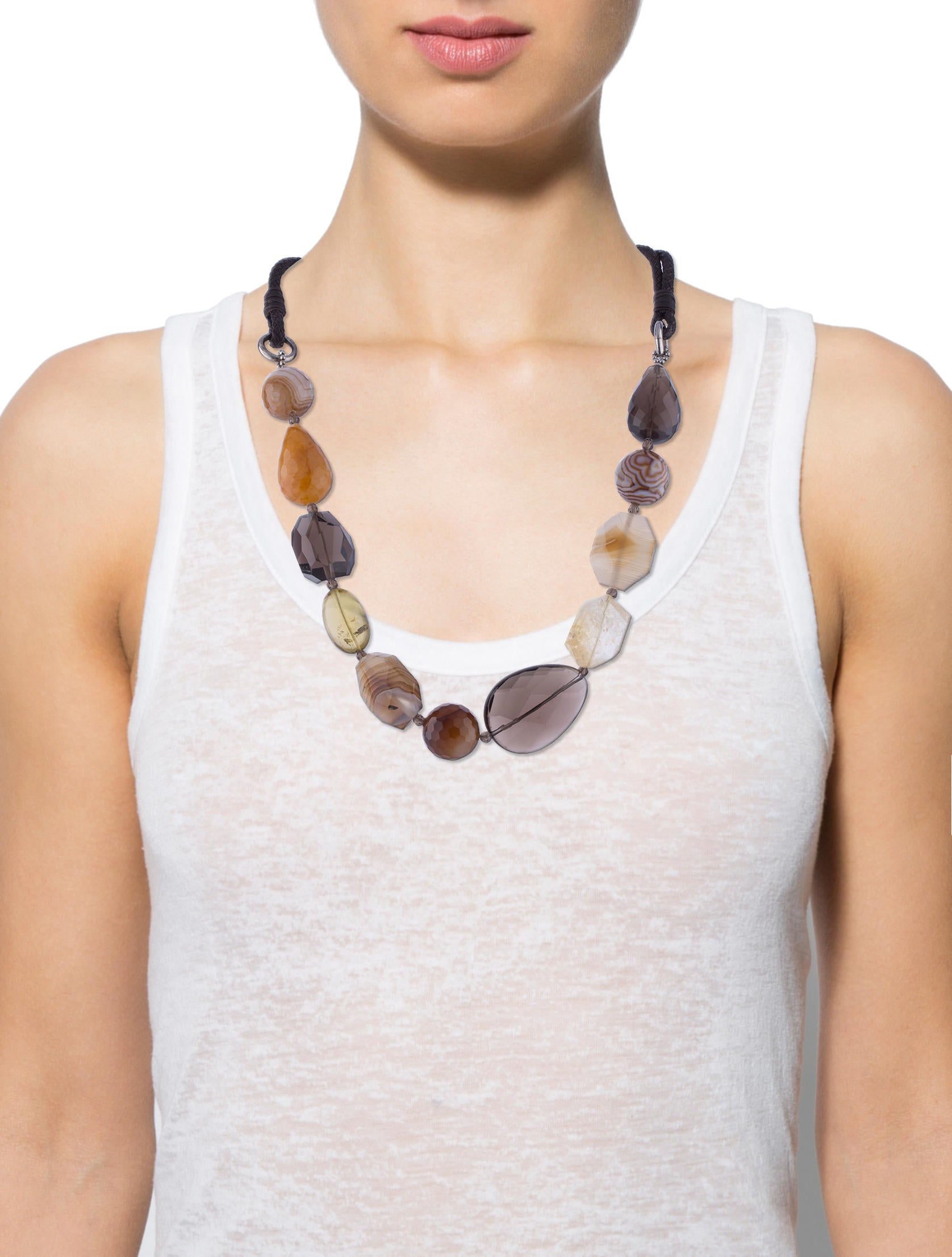 Brunello Cucinelli Bead Necklace - Sterling Silver Bead Strand ...