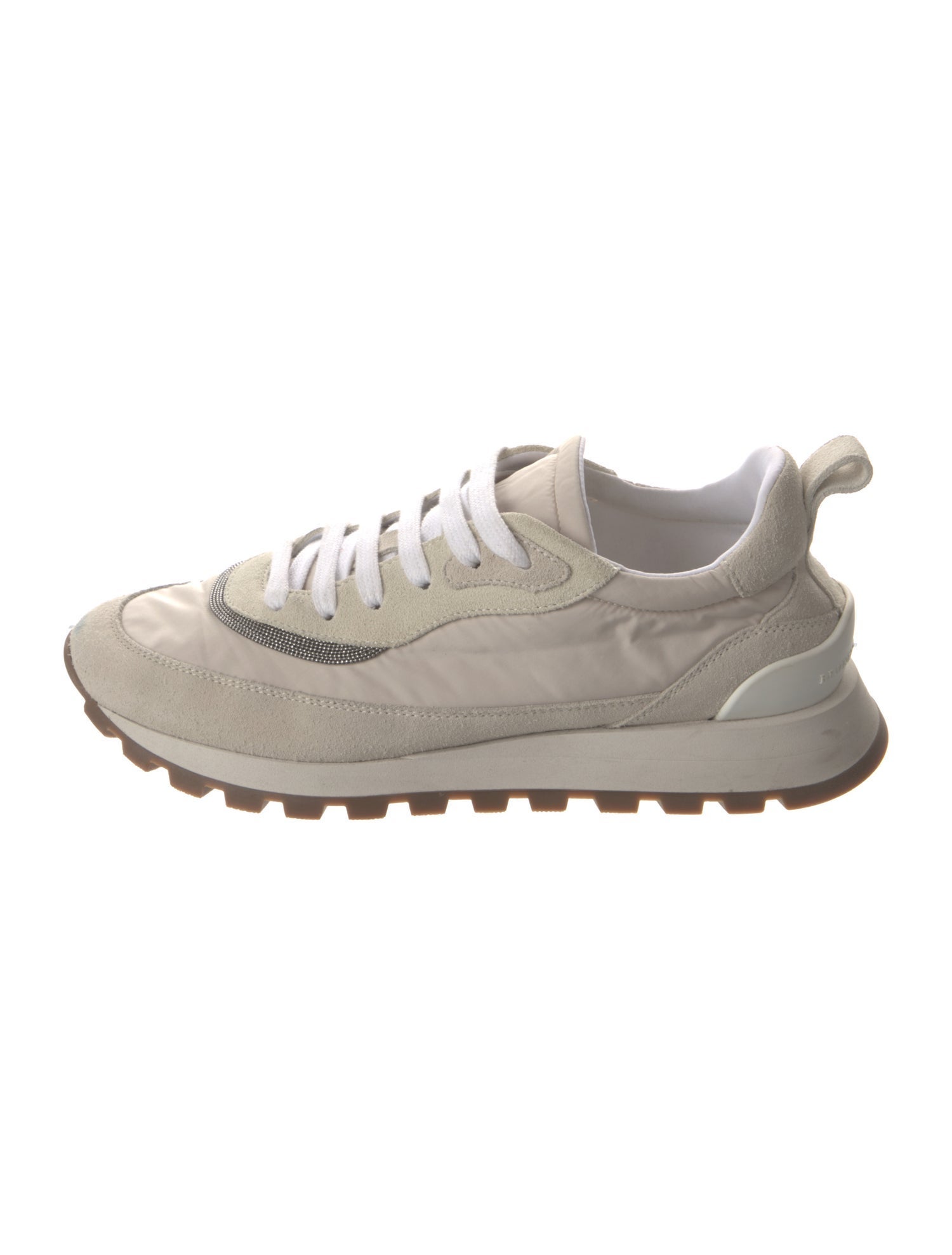 スニーカー Brunello Cucinelli Monili-Detailed Smooth Leather Sneakers Brunello Cucinelli Monili Shimmer Knit Trainer Sneakers