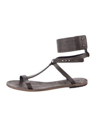 Brunello Cucinelli Monili Leather Gladiator Sandals