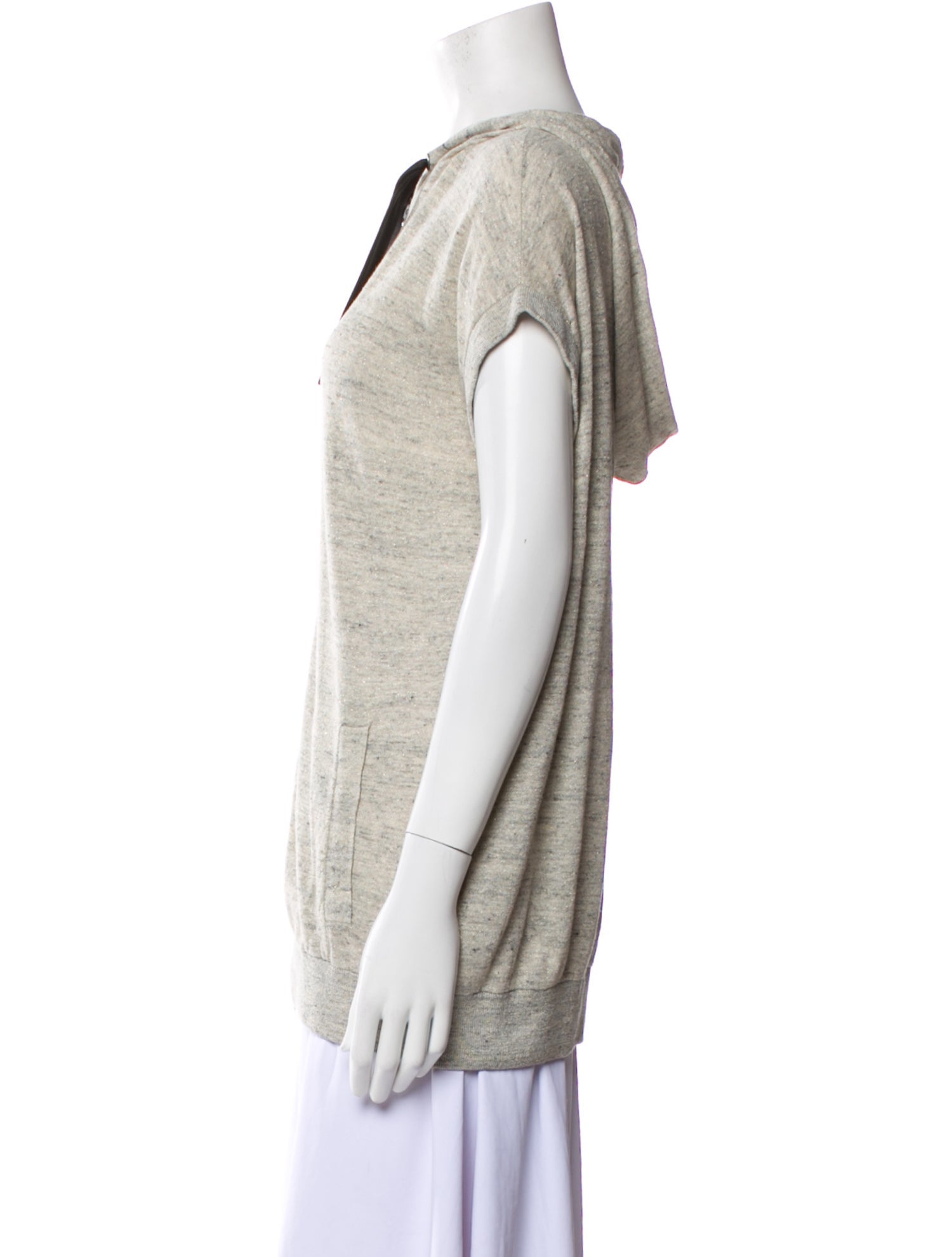Brunello Cucinelli Linen V-Neck Hoodie