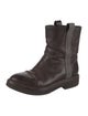 Brunello Cucinelli Leather Beaded Accents Combat Boots