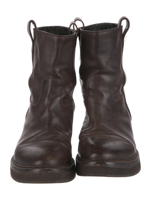 Brunello Cucinelli Leather Beaded Accents Combat Boots