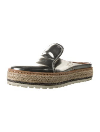 Brunello Cucinelli Patent Leather Beaded Accents Mules