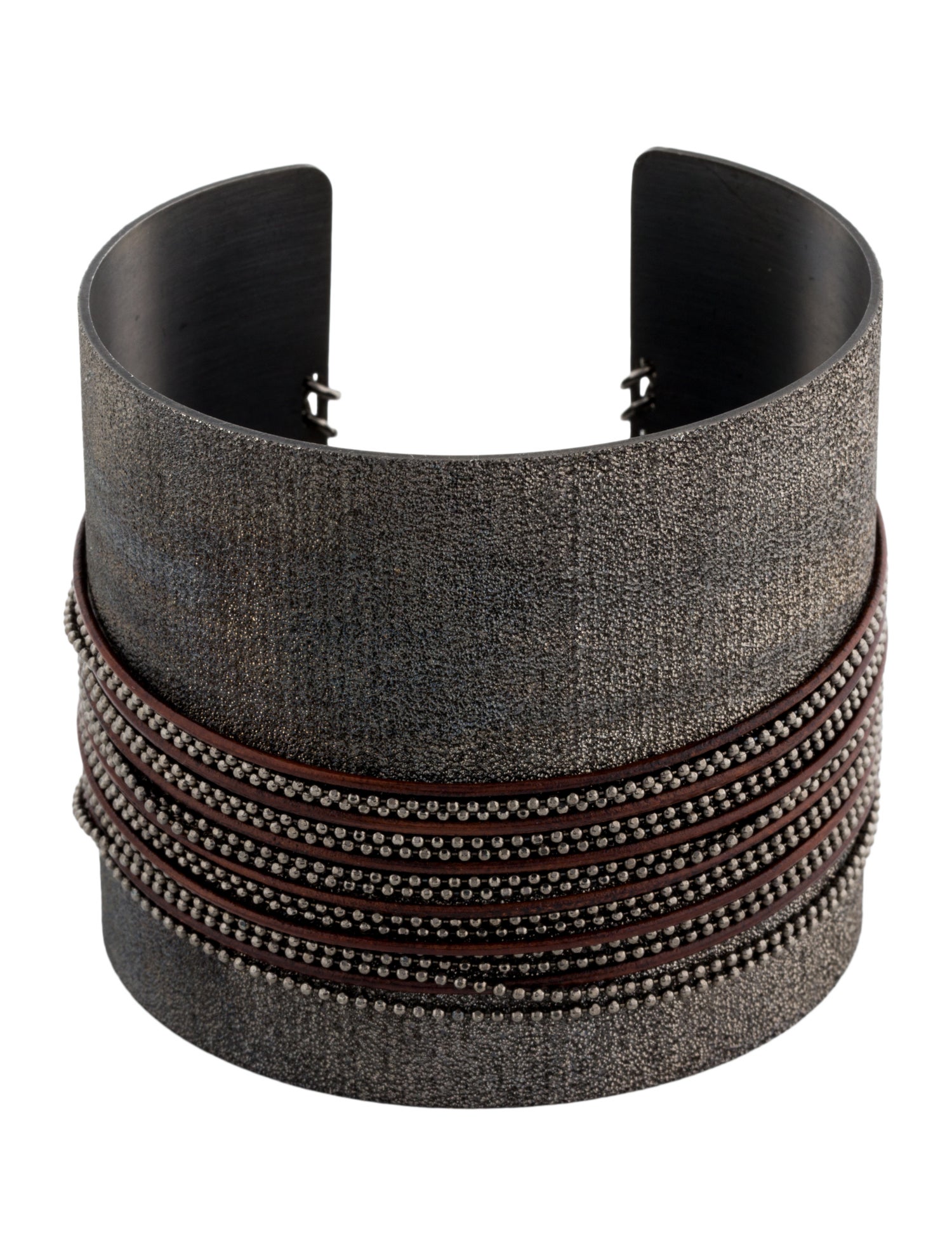 Brunello Cucinelli Leather Textured Cuff Bracelet