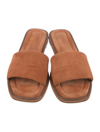 Brunello Cucinelli Monili Suede Slides
