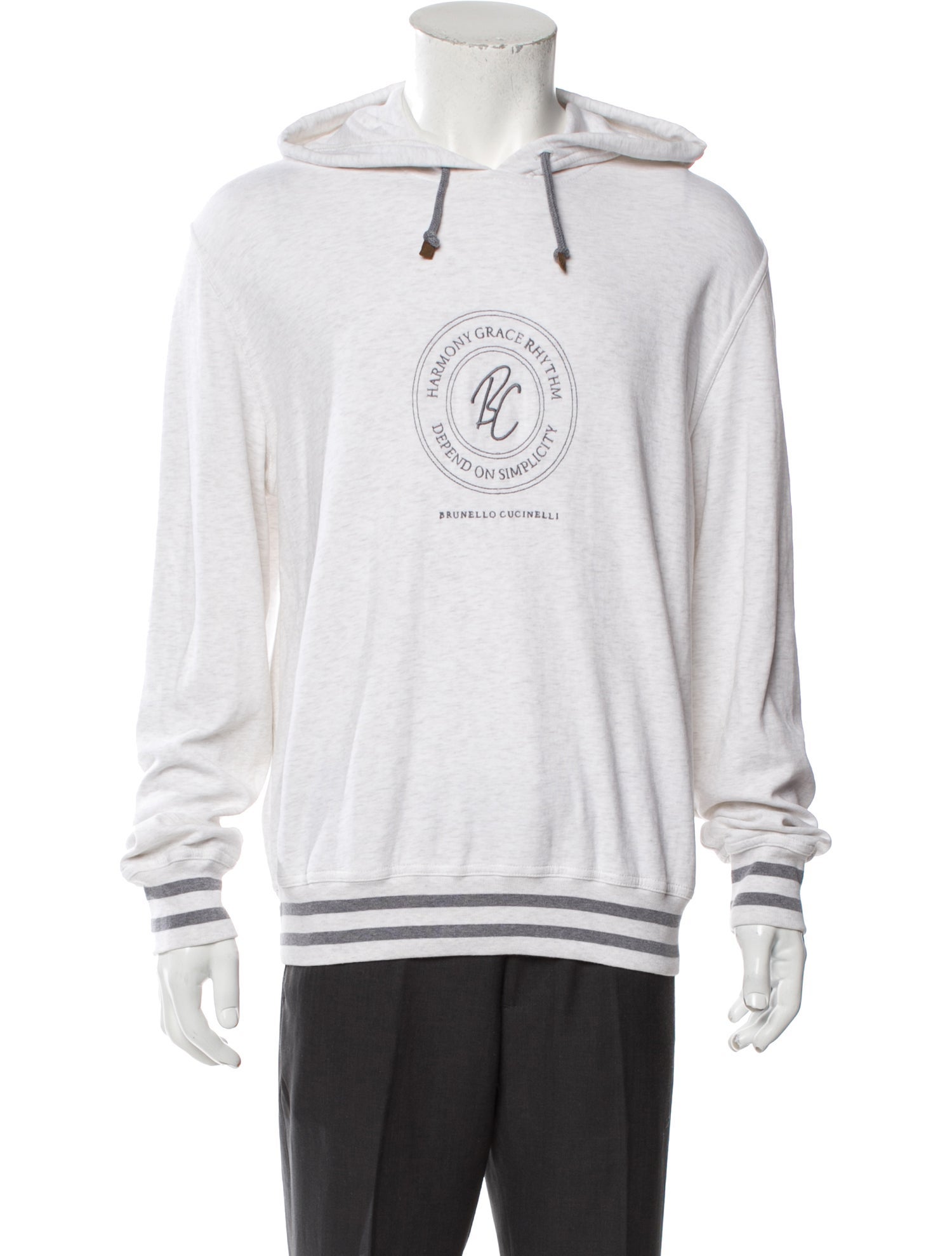 Brunello Cucinelli Striped Crew Neck Hoodie