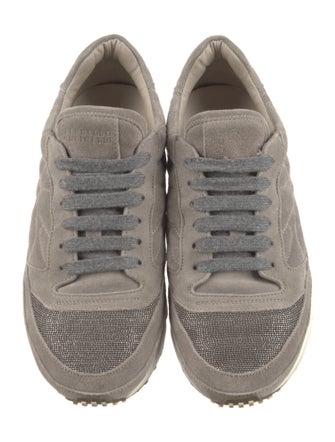 Brunello Cucinelli Monili Suede Athletic Sneakers
