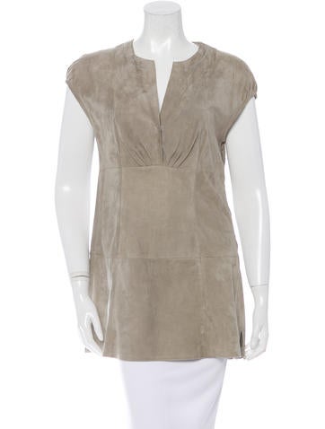 Brunello Cucinelli Monili-Trimmed Suede Tunic