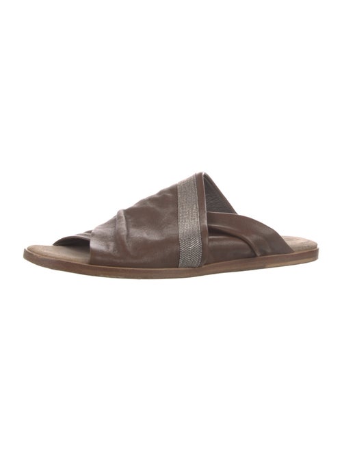 Brunello Cucinelli Monili Leather Slides