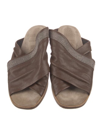 Brunello Cucinelli Monili Leather Slides