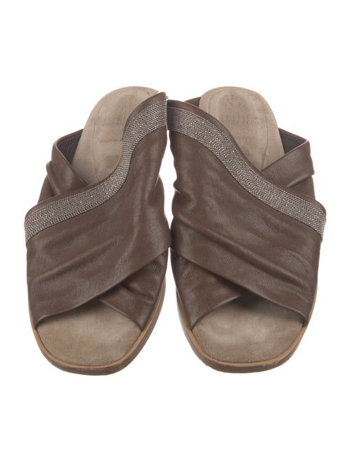 Brunello Cucinelli Monili Leather Slides