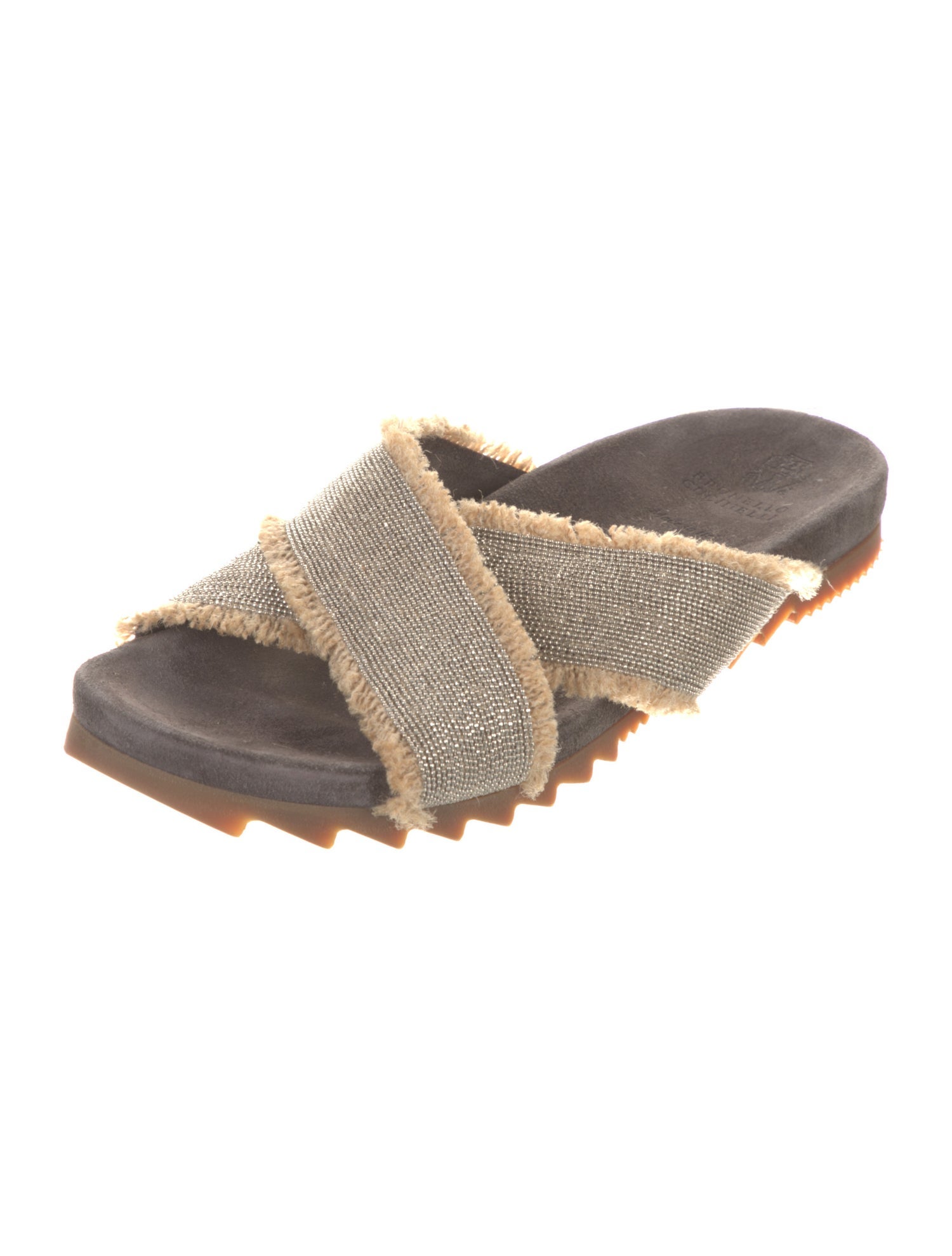 Brunello Cucinelli Monili Suede Slides