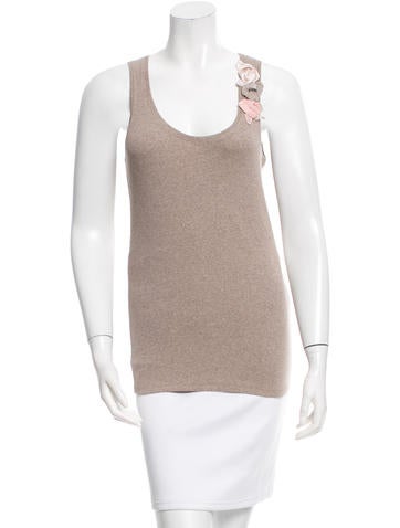 Brunello Cucinelli Floral-Accented Sleeveless Top