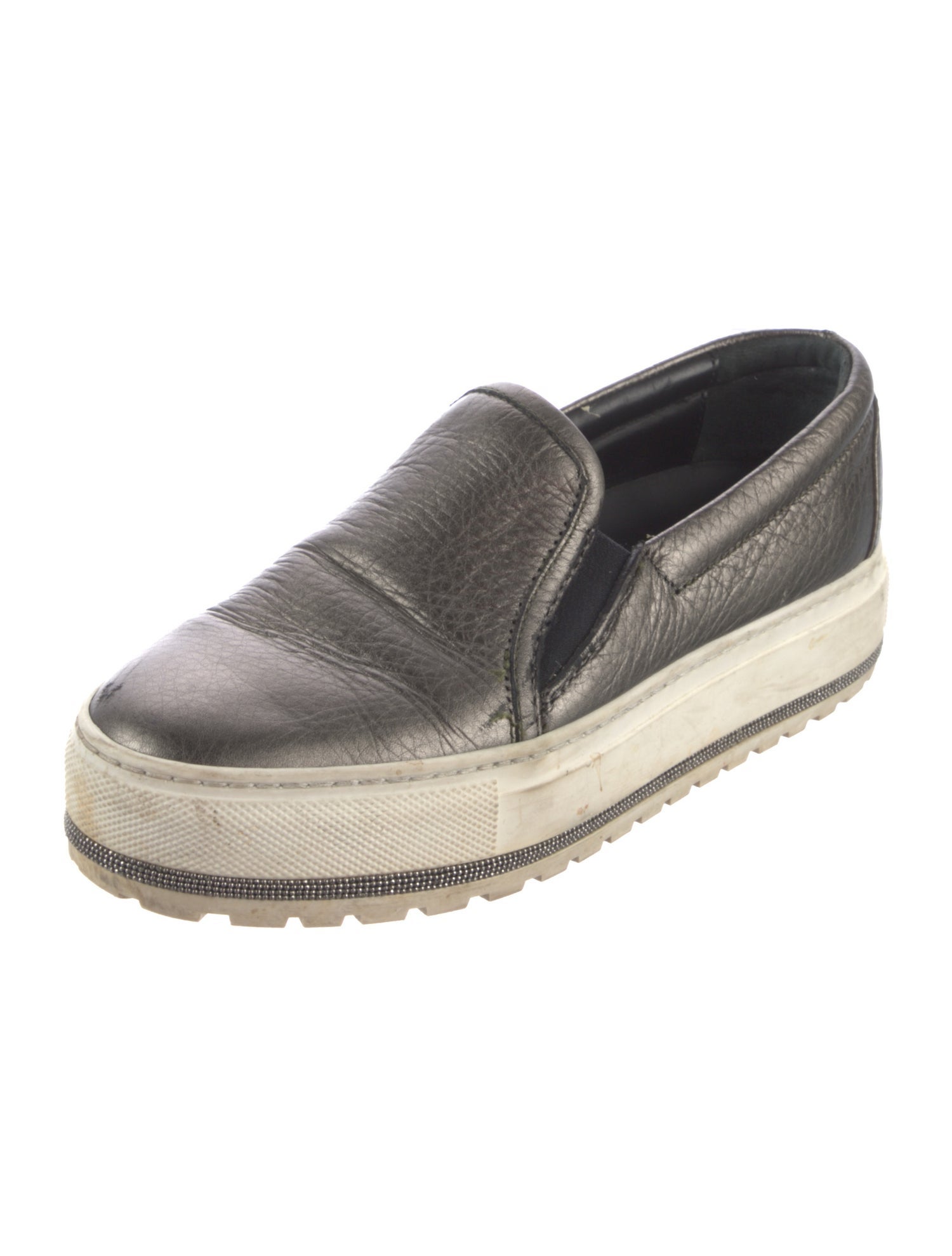 Brunello Cucinelli Leather Beaded Accents Sneakers