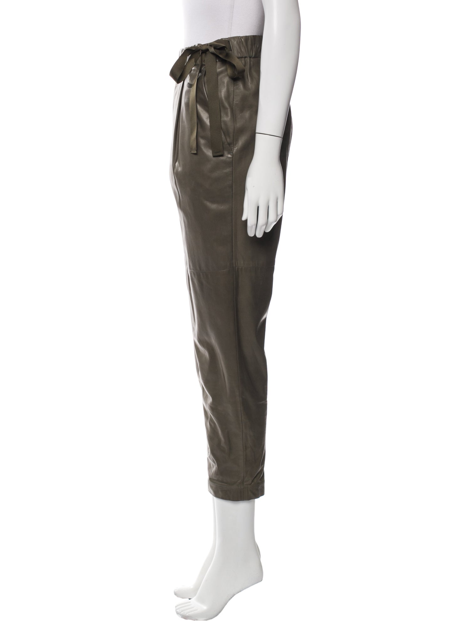 Brunello Cucinelli Leather Straight Leg Pants