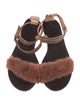Brunello Cucinelli Leather Fur Trim Sandals