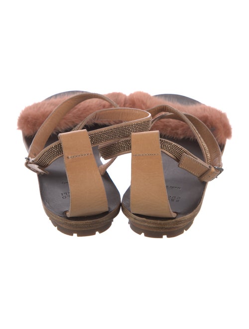 Brunello Cucinelli Leather Fur Trim Sandals