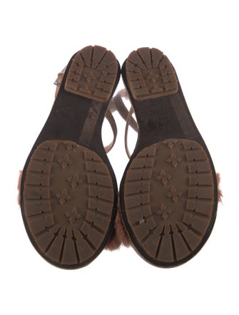 Brunello Cucinelli Leather Fur Trim Sandals