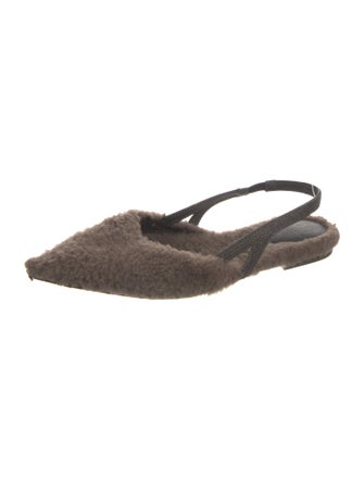 Brunello Cucinelli Monili Fur Slingback Flats