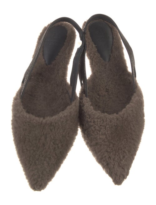 Brunello Cucinelli Monili Fur Slingback Flats