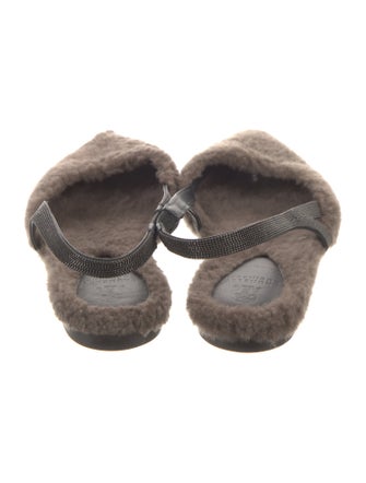 Brunello Cucinelli Monili Fur Slingback Flats