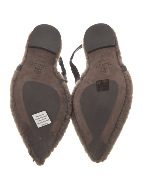Brunello Cucinelli Monili Fur Slingback Flats