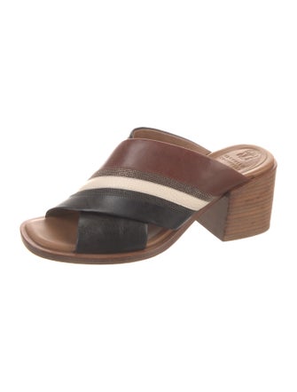 Brunello Cucinelli Leather Printed Slides