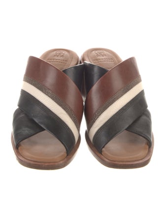 Brunello Cucinelli Leather Printed Slides