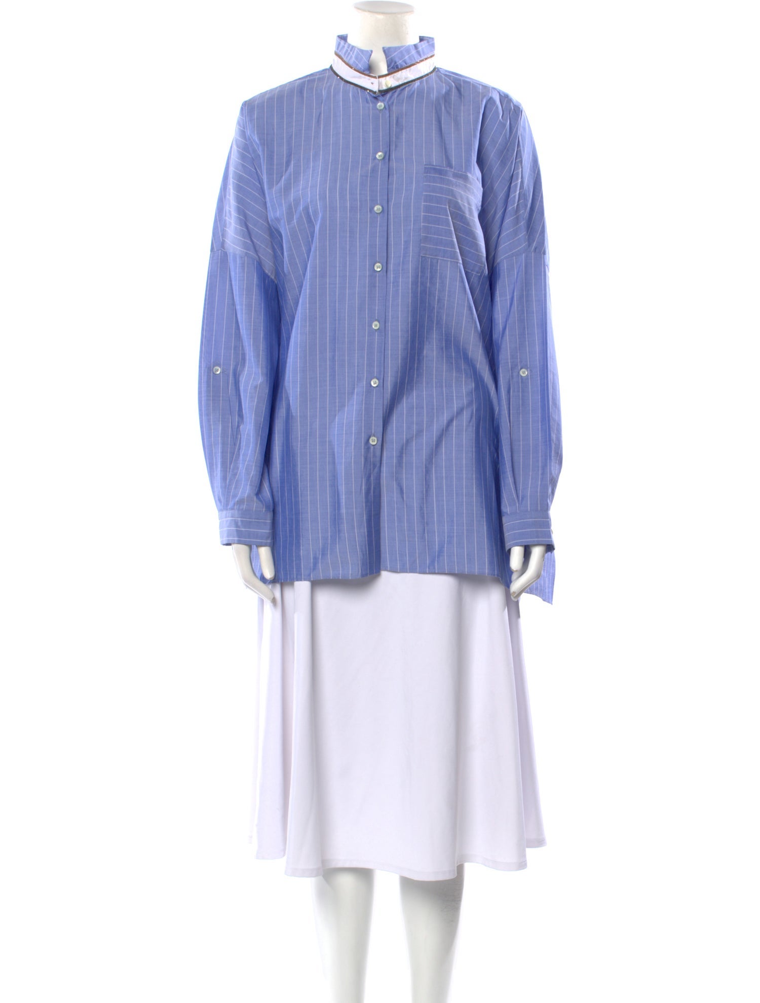 Brunello Cucinelli Striped Mock Neck Tunic