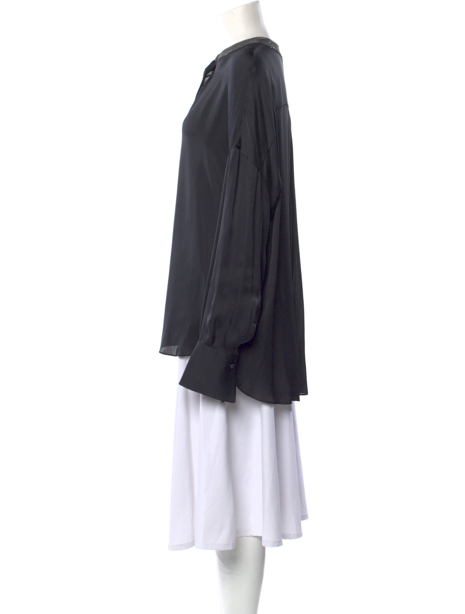 Brunello Cucinelli Silk Mock Neck Blouse w/ Tags