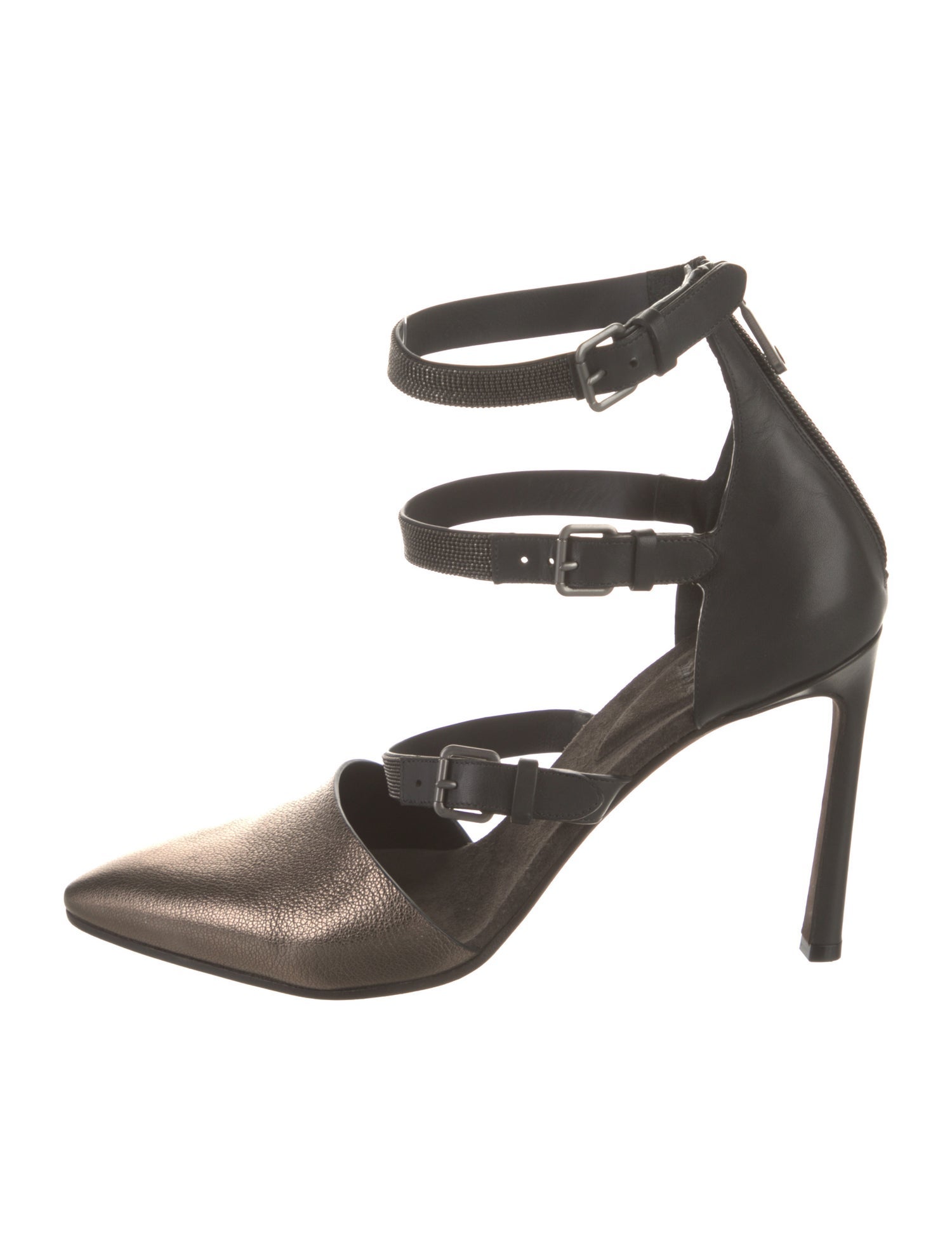 Brunello Cucinelli Monili Leather D'Orsay Pumps