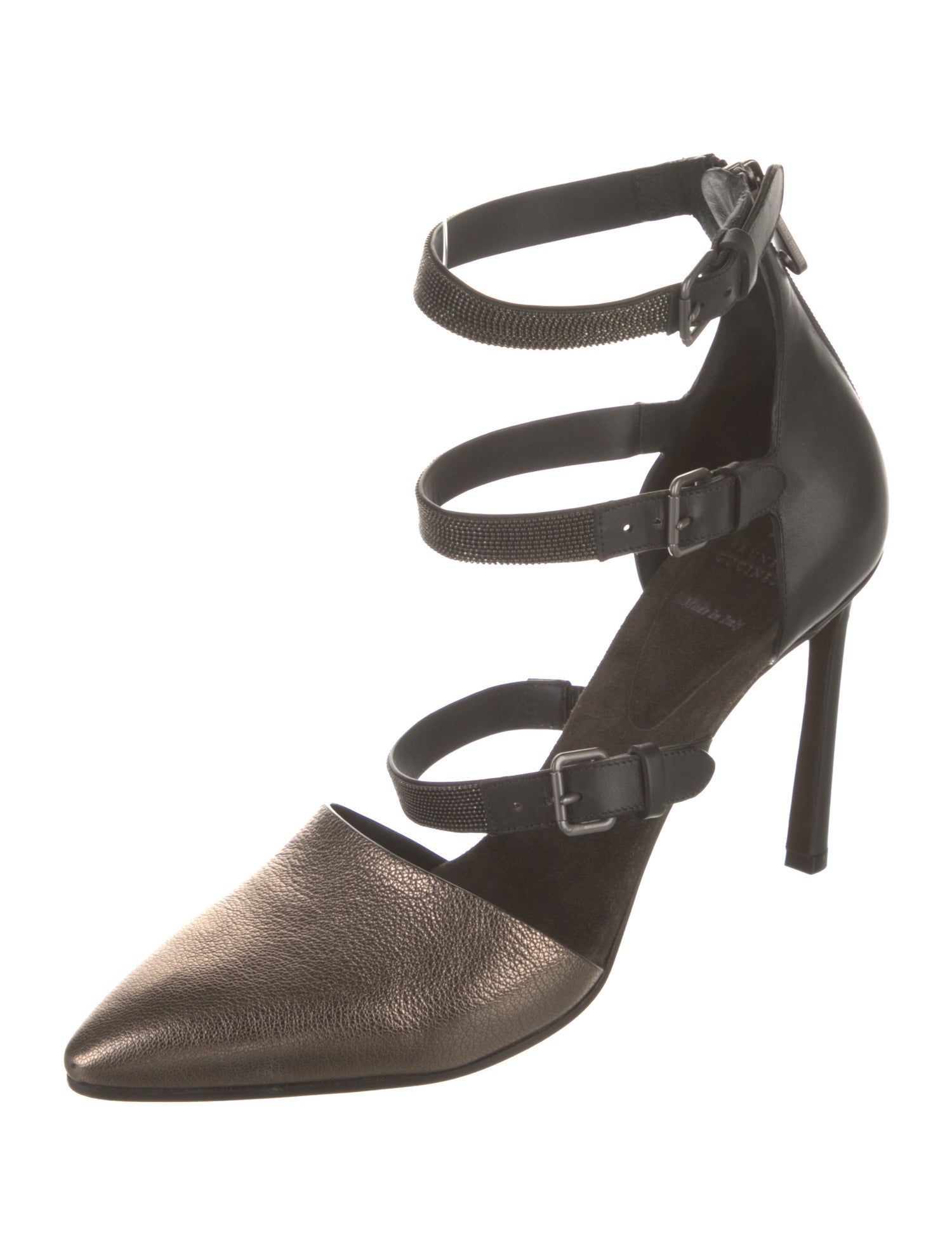 Brunello Cucinelli Monili Leather D'Orsay Pumps