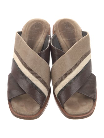 Brunello Cucinelli Monili Leather Slides