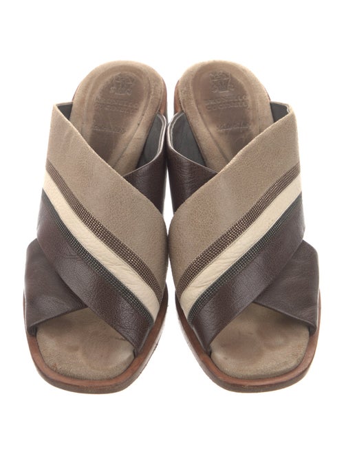 Brunello Cucinelli Monili Leather Slides