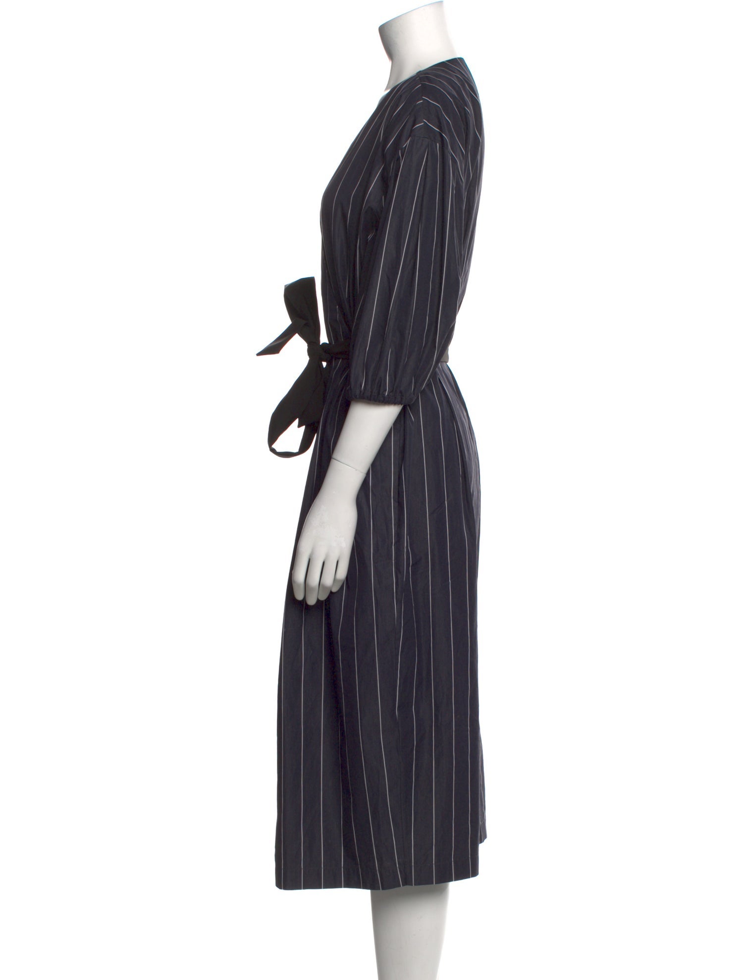 Brunello Cucinelli Striped Midi Length Dress - Blue Dresses