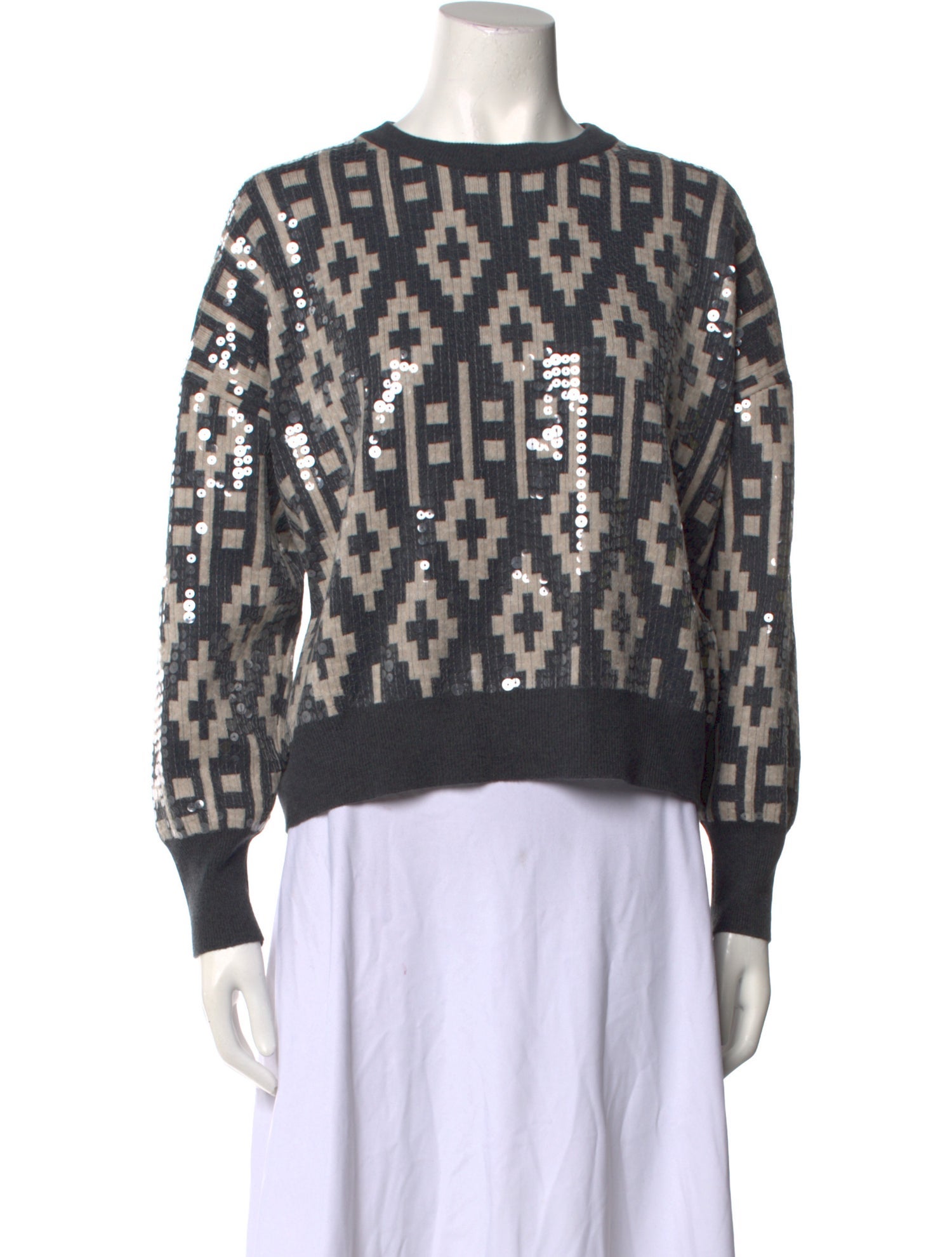 Brunello Cucinelli Virgin Wool Printed Sweater w/ Tags