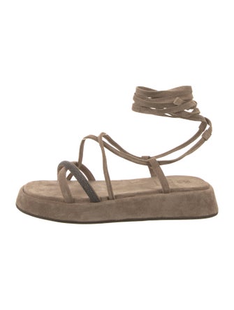 Brunello Cucinelli Suede Beaded Accents Espadrilles