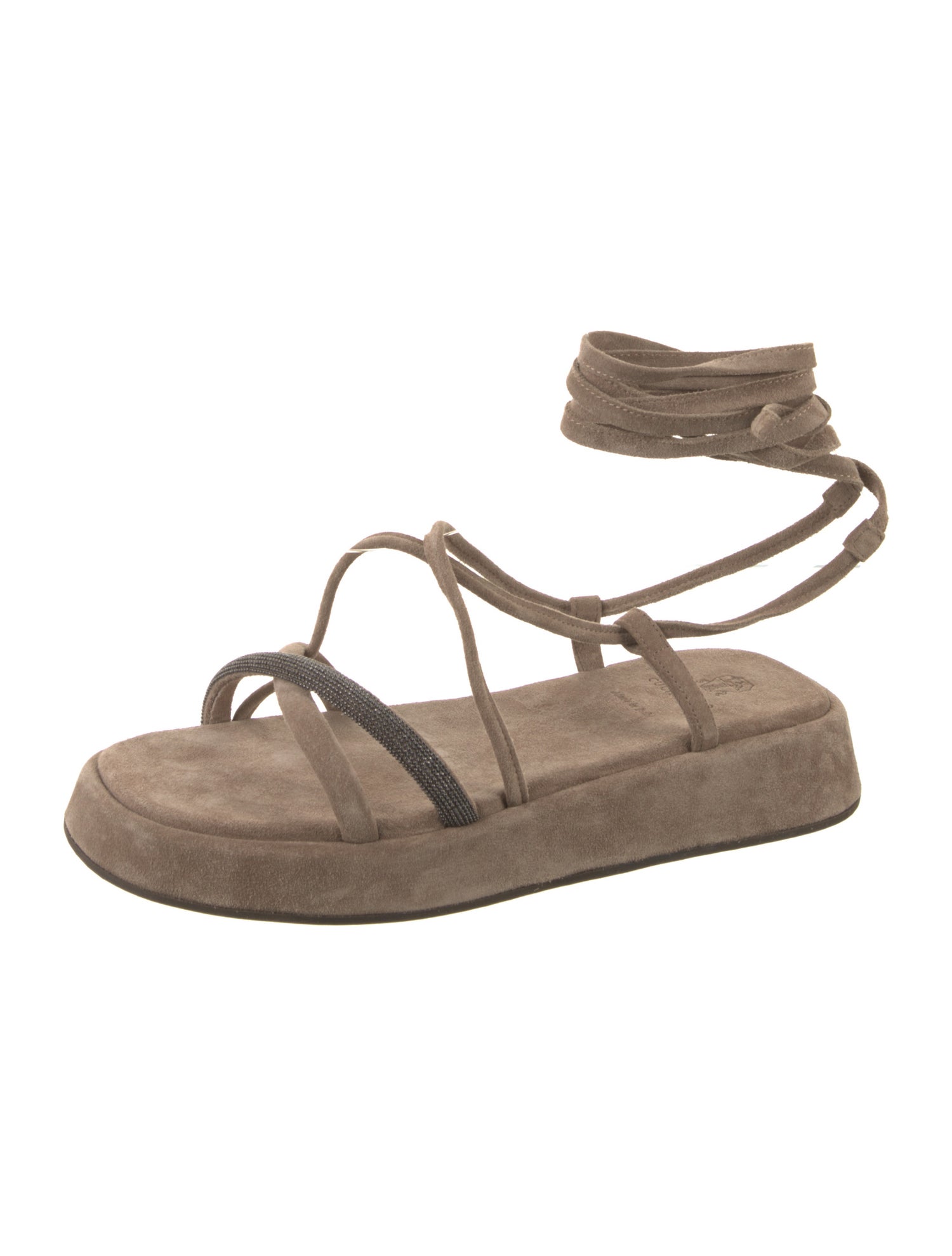 Brunello Cucinelli Suede Beaded Accents Espadrilles