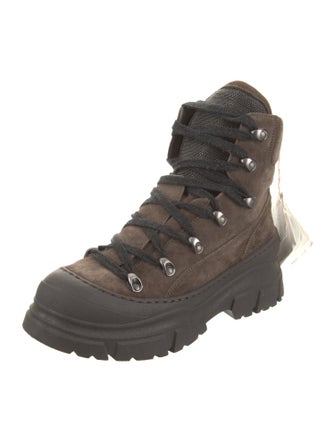 Brunello Cucinelli Suede Beaded Accents Combat Boots