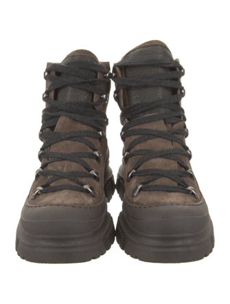 Brunello Cucinelli Suede Beaded Accents Combat Boots