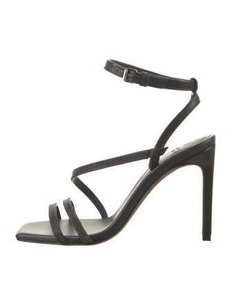Brunello Cucinelli Leather Beaded Accents Sandals