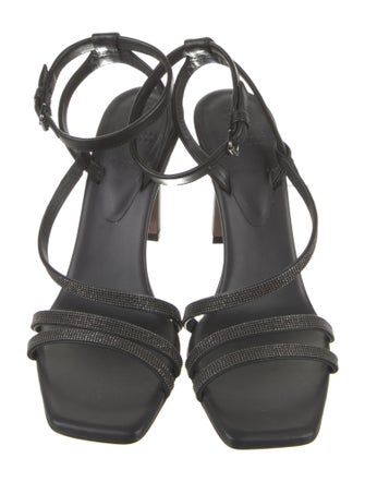 Brunello Cucinelli Leather Beaded Accents Sandals
