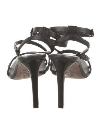 Brunello Cucinelli Leather Beaded Accents Sandals