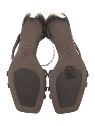 Brunello Cucinelli Leather Beaded Accents Sandals
